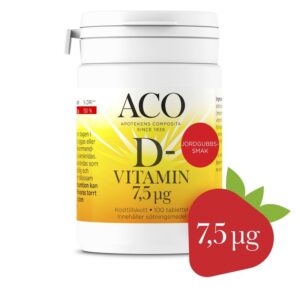 ACO D-vitamin 7,5 UG Jordgubbssmak 100 tabletter
